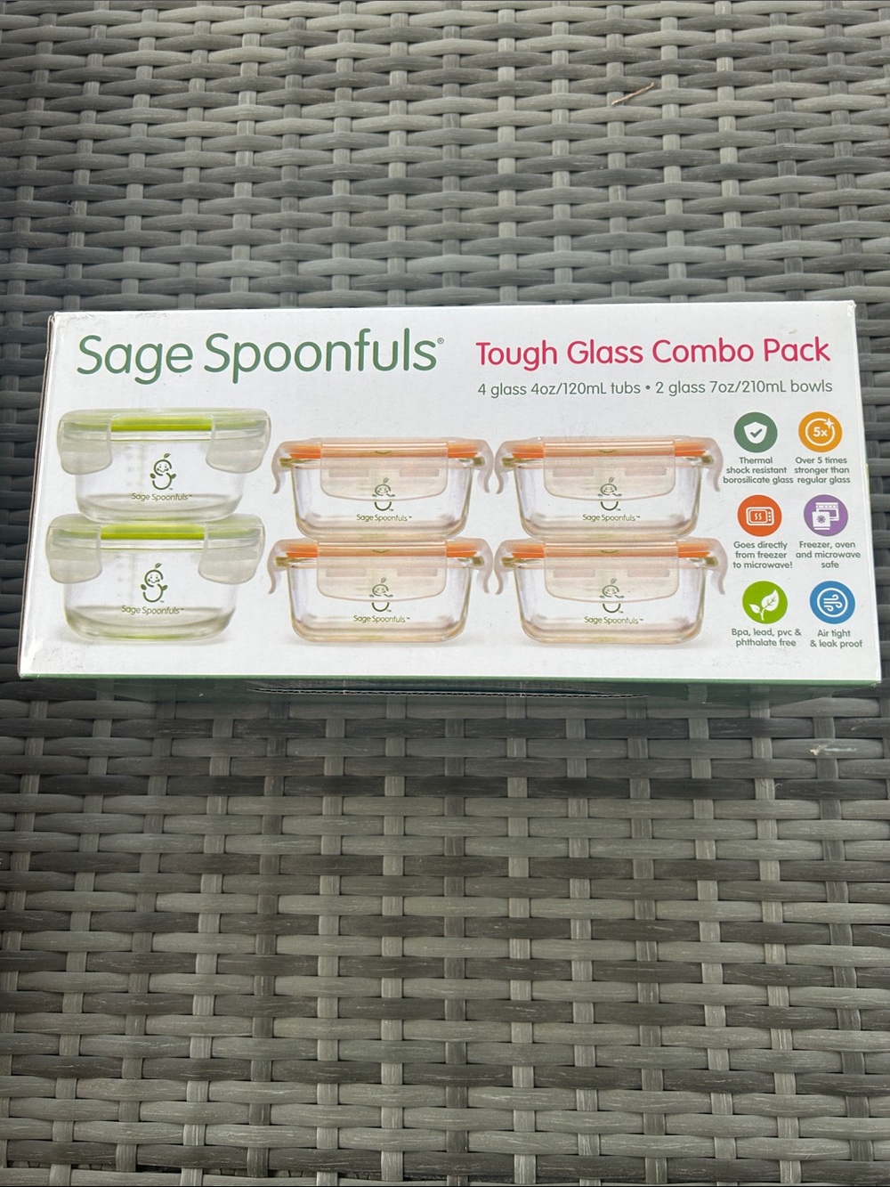 Glass Food Storage Set with Green & Orange Lids